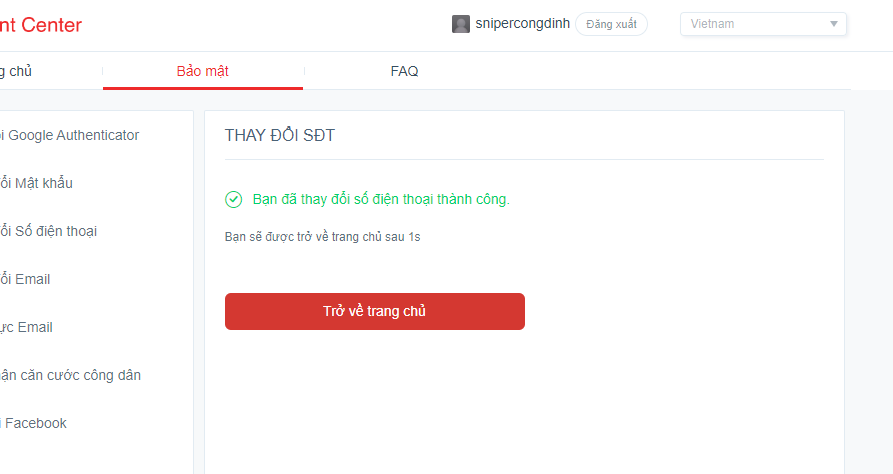 Hướng dẫn đổi số điện thoại garena bằng mã 2FA
